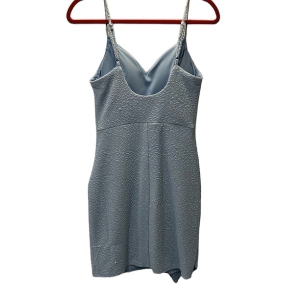 Midnight Doll Low Back Wrap Dress Glitter Pleated, Tie Back Faux Wrap Mini Dress - Picture 4 of 9